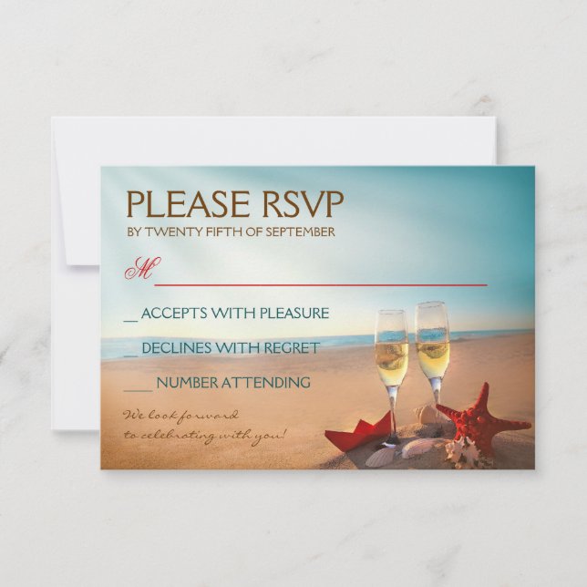 Sunset Beach Romantic Wedding RSVP (Vorderseite)