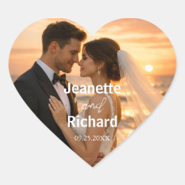 Sunset Beach Romantic Wedding Vows  Herz-Aufkleber
