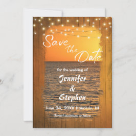 Sunset Beach Rustikale Typografie Wedding Rettete Save The Date