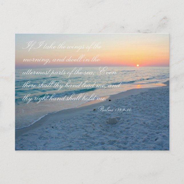 Sunset Beach Scripture Psalms 139:9-10 Inspiration Postkarte (Vorderseite)