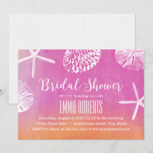 Sunset Beach Seashells Watercolor Brautparty Einladung