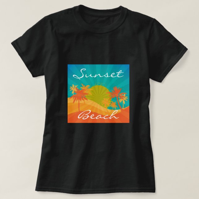 Sunset Beach Slogan tropisches Retro-Surfdesign T-Shirt (Design vorne)
