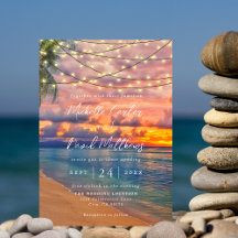 Sunset Beach String Lights Hochzeitseinladung