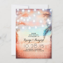 Sunset Beach & String Lights Save the Date