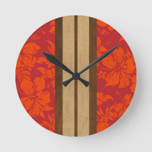 Sunset Beach Surfboard Hawaiian Wanduhren