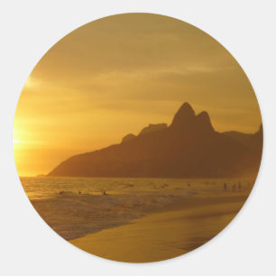 Sunset Beach Tropical Ocean Water Peace Liebe Sand Runder Aufkleber