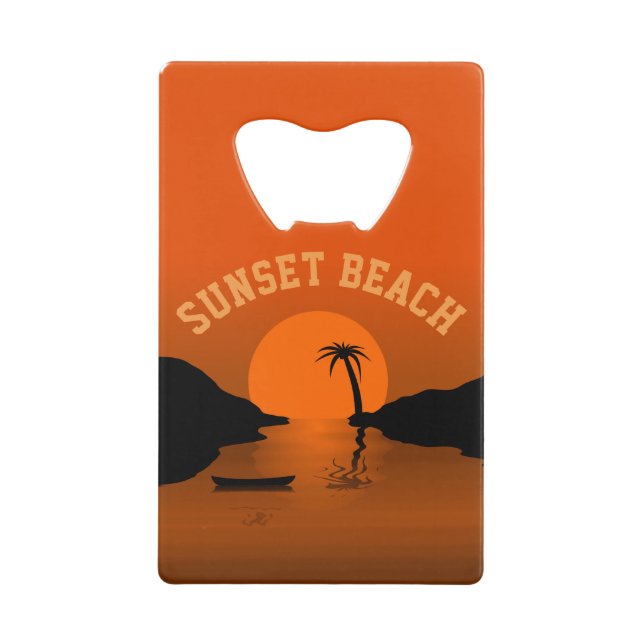 Sunset Beach Tropical Orange Sunset Geldbeutel Flaschenöffner (Vorderseite)