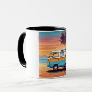 Sunset Beach Van Mug - Vintage Kombi at Dusk Tasse