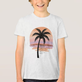 Sunset Beach Vibes – Minimalistischer Tropischer T Tri-Blend Shirt