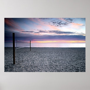 Sunset Beach Volleyball Print Poster