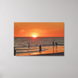 Sunset Beach Wall Art Coastal Ocean Decor Leinwanddruck