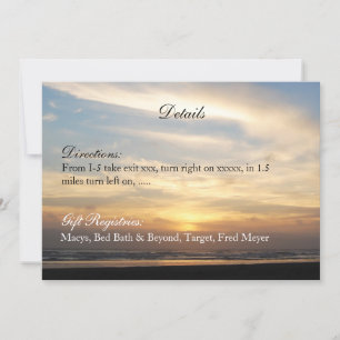 Sunset Beach Wedding Details Empfang Card Einladung