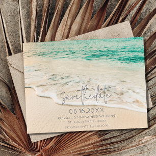 Sunset Beach Wedding Foto Save the Date Ankündigung