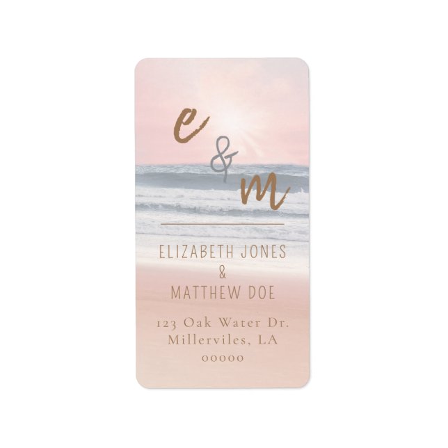 Sunset Beach Wedding | Oceanside Wedding Adressaufkleber (Vorne)