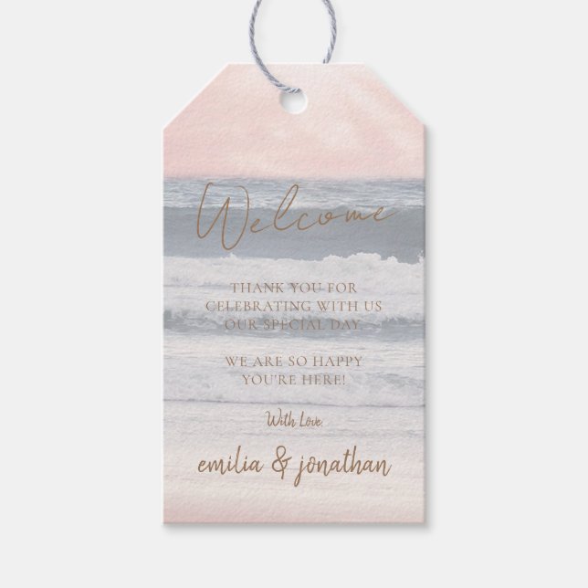 Sunset Beach Wedding | Oceanside Wedding Geschenkanhänger (Vorderseite)