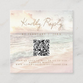 Sunset Beach Wedding Scan Code RSVP Begleitkarte