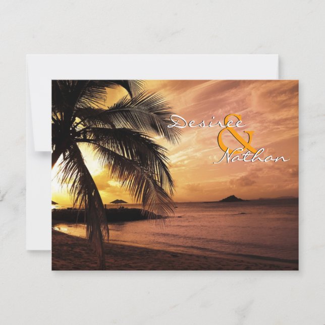 Sunset Beach Wedding UAWG RSVP Karte (Vorderseite)
