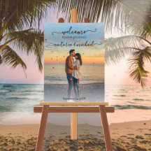 Sunset Beach Wedple Foto Begrüßungszeichen