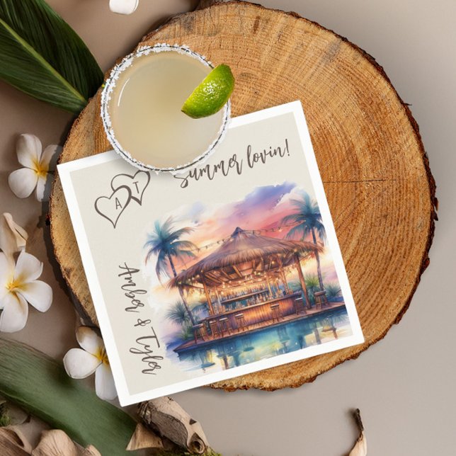 Sunset Beach Wedpool Bar Cocktail Serviette (Cocktail napkins from the Sunset Beach Wedding Collection by Darling & May)