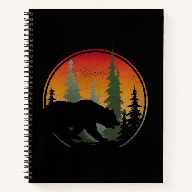 Sunset Bear Nature Forest Animal Notizbuch (Vorderseite)