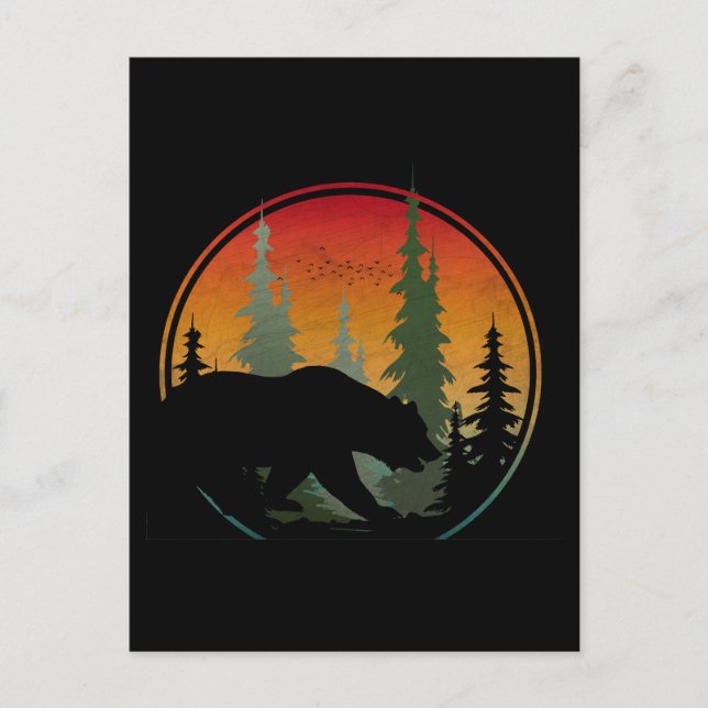 Sunset Bear Nature Forest Animal Postkarte (Vorderseite)