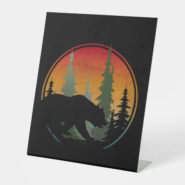 Sunset Bear Nature Forest Animal Sockelschild (Vorderseite)
