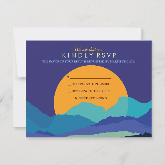 SUNSET & BERGE Bar Bat Mitzvah Reply Card RSVP Karte (Vorderseite)