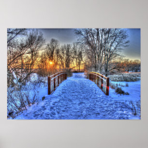 Sunset Beyond the Bridge Winterszene Poster