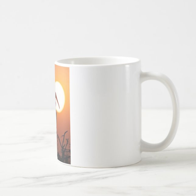 Sunset Bird on Branch - Natuerliche Mauer Kaffeetasse (Rechts)