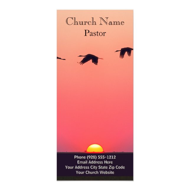 Sunset Birds Church Bible Rack Card, Ministerium K Werbekarte (Vorne)