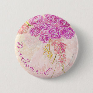 Sunset Blush zarte Schleife Helles Brautjungfern-B Button