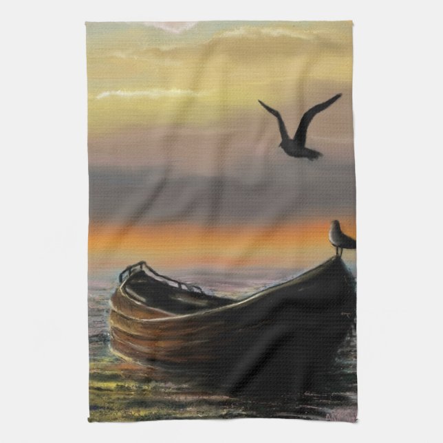 Sunset Boat Küchentuch (Vertikal)