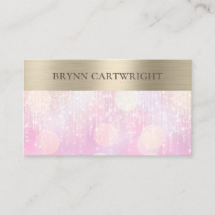 Sunset Bokeh Twinkle Lights Pink und Gold Visitenkarte