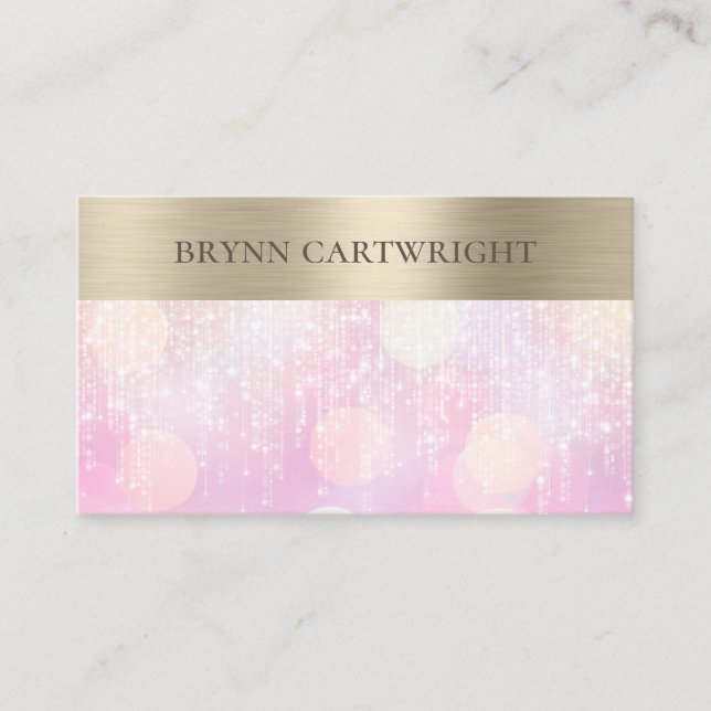 Sunset Bokeh Twinkle Lights Pink und Gold Visitenkarte (Vorderseite)