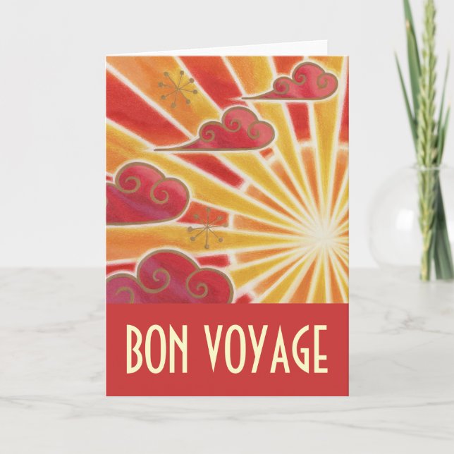 Sunset 'Bon Voyage' Karte rot (Vorderseite)