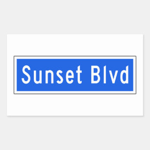 Sunset Boulevard, Los Angeles, CA Street Sign Rechteckiger Aufkleber