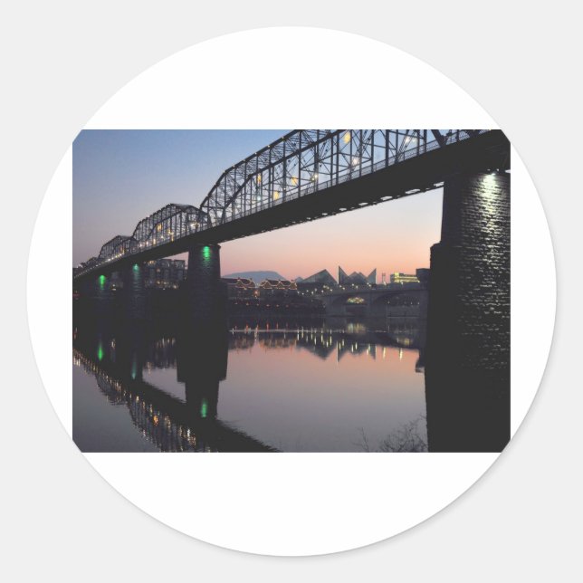 Sunset Bridge Runder Aufkleber (Vorderseite)