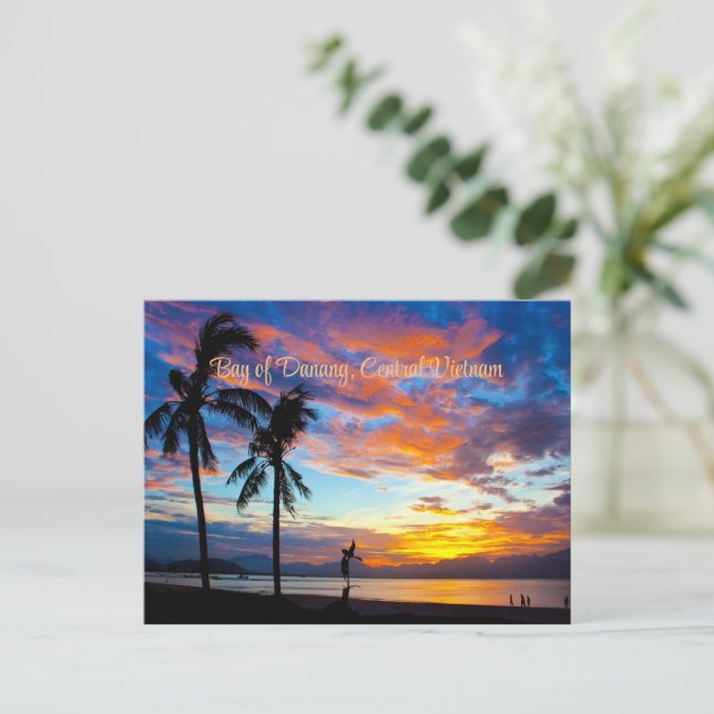 Sunset, Bucht von Danang, Zentralvietnam, Postkarte (Stehend Vorderseite)