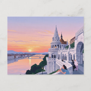 Sunset Budapest Ungarn Fisherman's Bastion Reise Postkarte