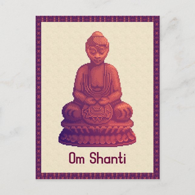 Sunset Buddha Pixel Art Postkarte (Vorderseite)
