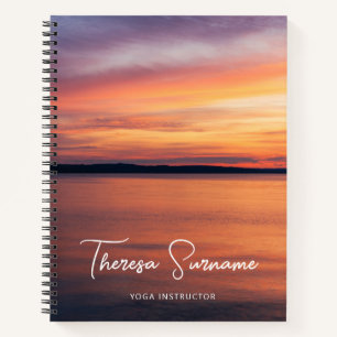 Sunset by a Lake Yoga Lehrer Yoga Instructor Notizbuch