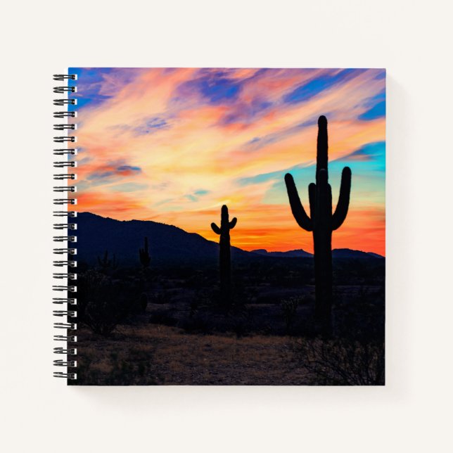 Sunset Cactus Desert Dusk Notizbuch (Vorderseite)
