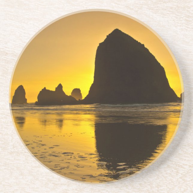Sunset, Cannon Beach, Oregon, USA Sandstein Untersetzer (Vorne)