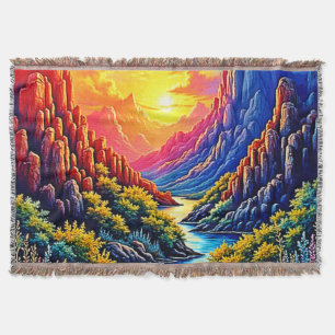 Sunset Canyon Fluss Kunst Decke