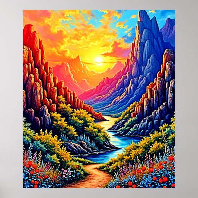  Sunset Canyon River Art Poster (Vorne)