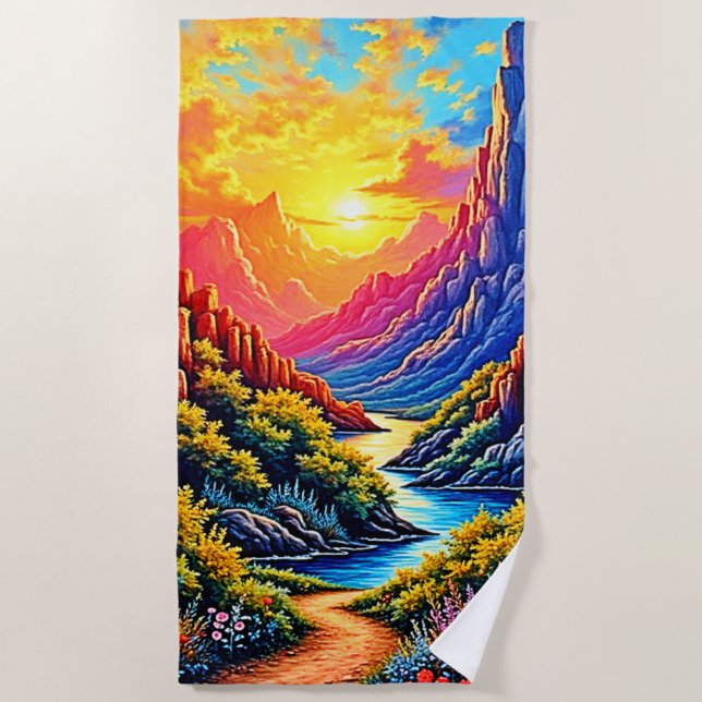  Sunset Canyon River Art Strandtuch (Vorderseite)