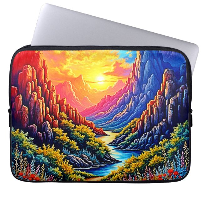 Sunset Canyon River Kunst Laptopschutzhülle (Vorderseite)