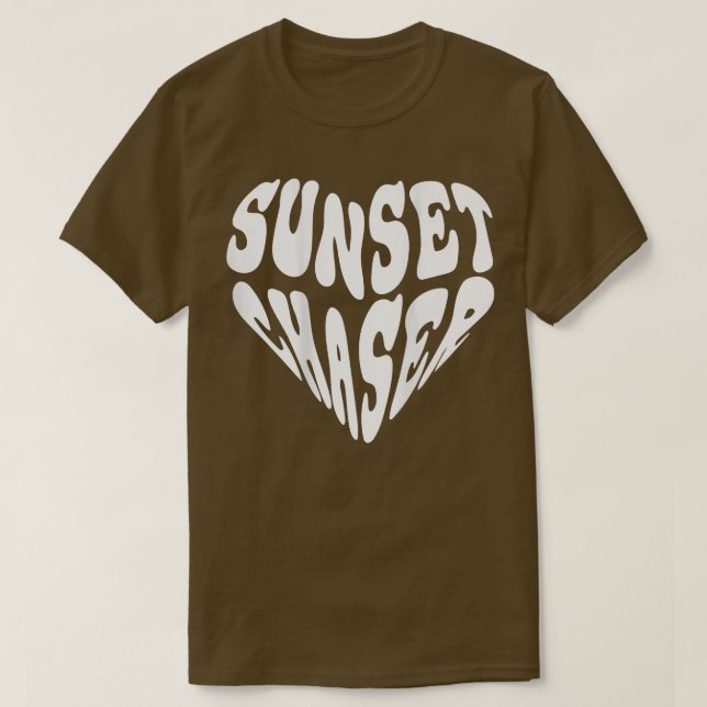 Sunset Chaser Heart Mood Sprichwort Ästhetische Kl T-Shirt (Design vorne)