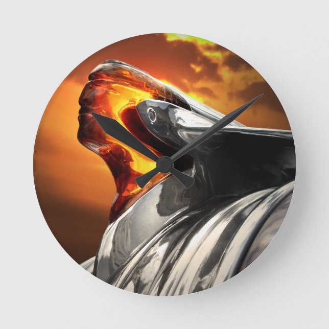 Sunset Chief Pontiac Chieftain Klassiker Runde Wanduhr (Vorderseite)