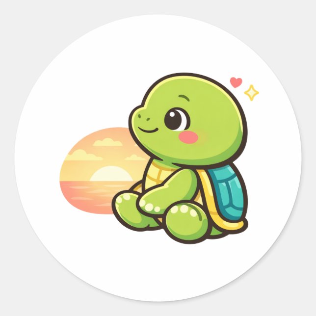 Sunset Chill Runder Aufkleber (Vorderseite)